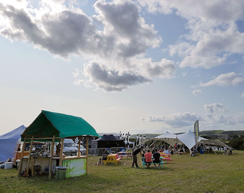 A windy day serving coffee at the Love Trails Festival